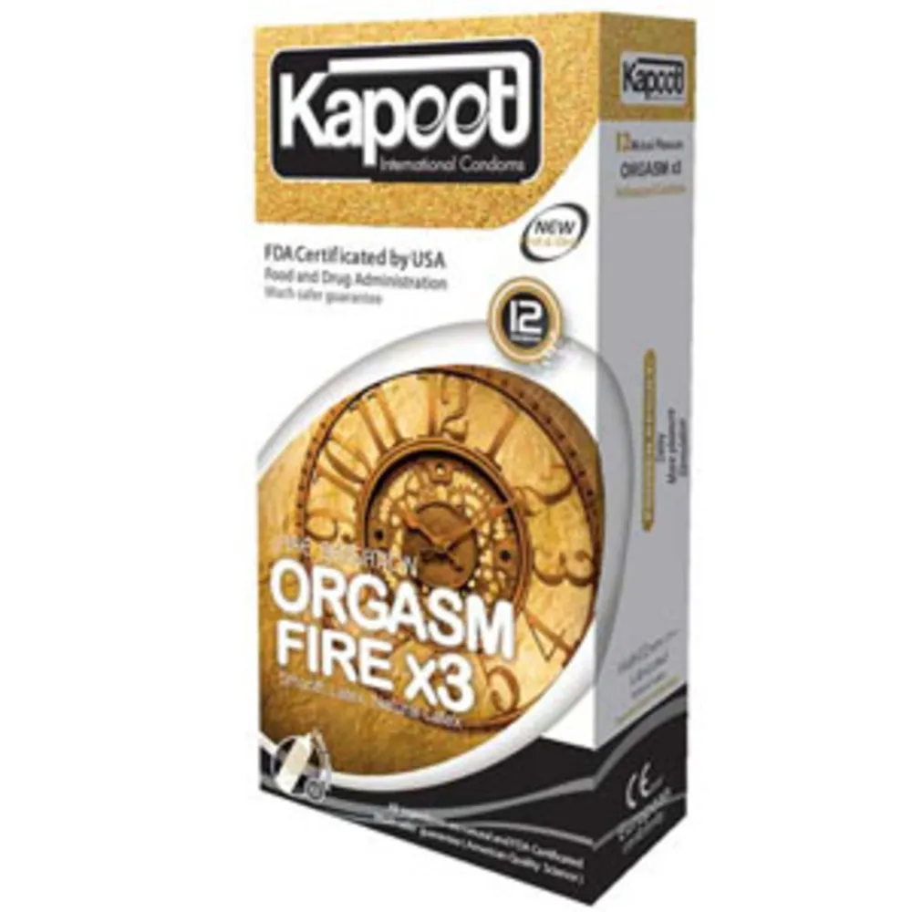 کاندوم کاپوت ارگاسم آتشی سه برابر 12عددی condom kapoot Orgasm Fire X3 12best